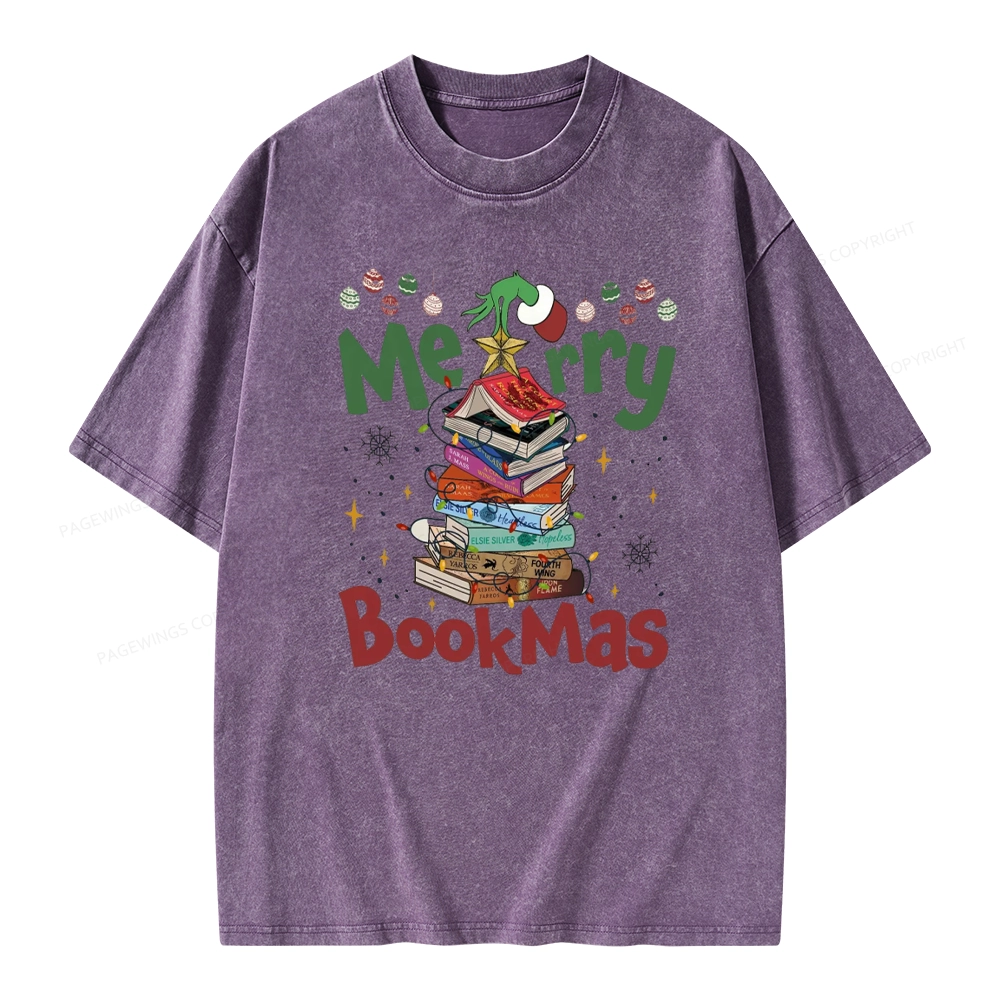 Pagewings Merry Bookmas Unisex Washed T-shirt