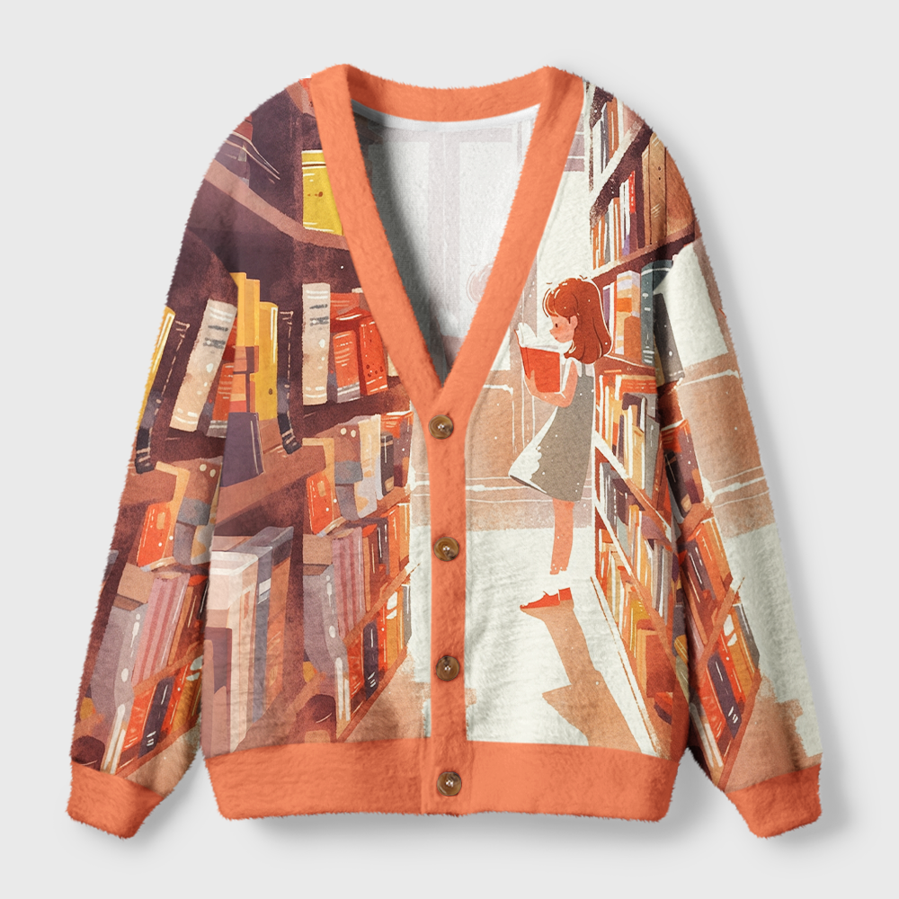 Pagewings Book Girl  Light Knit Unisex Cardigan Sweaters