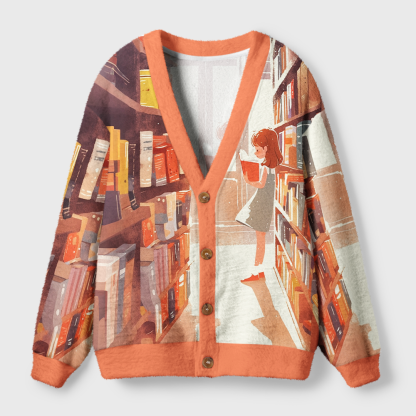 Pagewings Book Girl  Light Knit Unisex Cardigan Sweaters