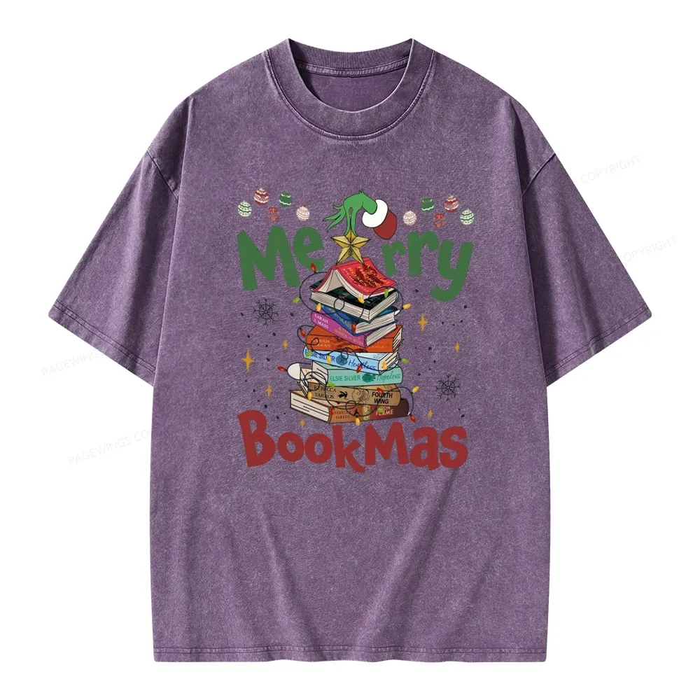 Pagewings Merry Bookmas Unisex Washed T-shirt