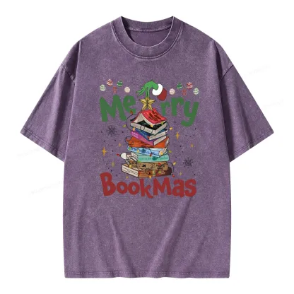 Pagewings Merry Bookmas Unisex Washed T-shirt