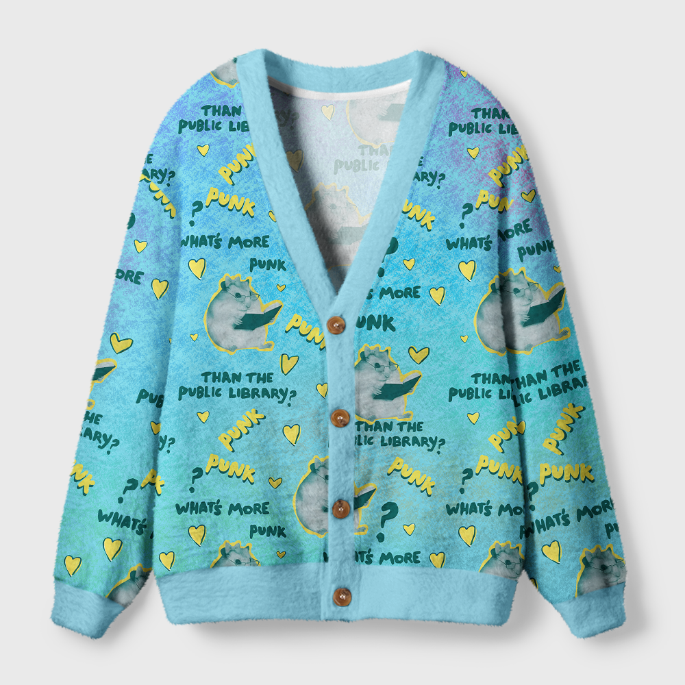 Pagewings What’s More Punk Than The Public Library Light Knit Unisex Cardigan Sweaters