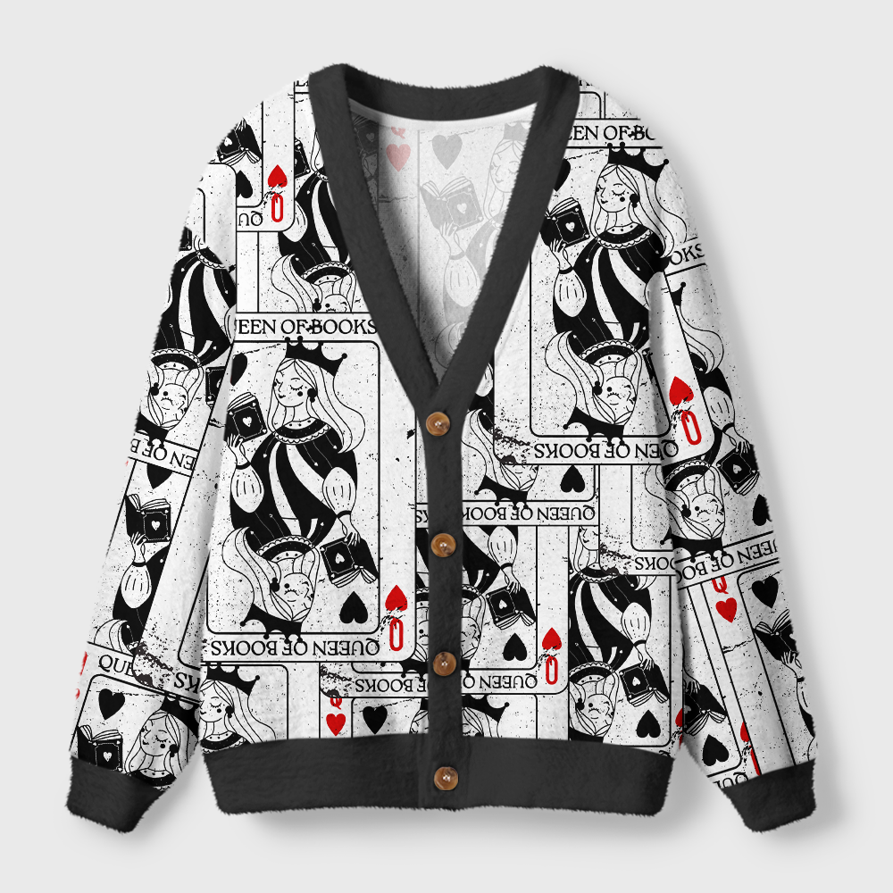 Pagewings Queen Of Books Light Knit Unisex Cardigan Sweaters