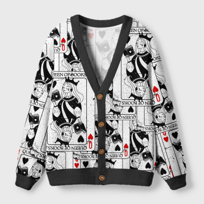 Pagewings Queen Of Books Light Knit Unisex Cardigan Sweaters