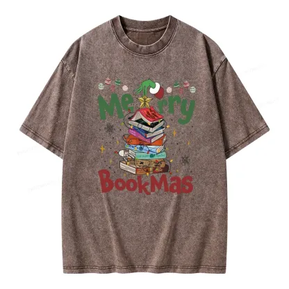 Pagewings Merry Bookmas Unisex Washed T-shirt