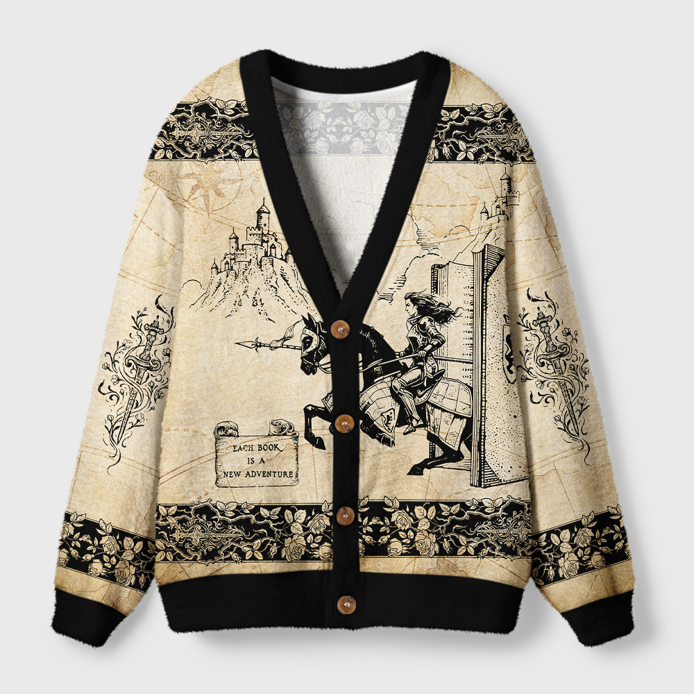 Pagewings Each Book Is A New Adventure Light Knit Unisex Cardigan Sweaters