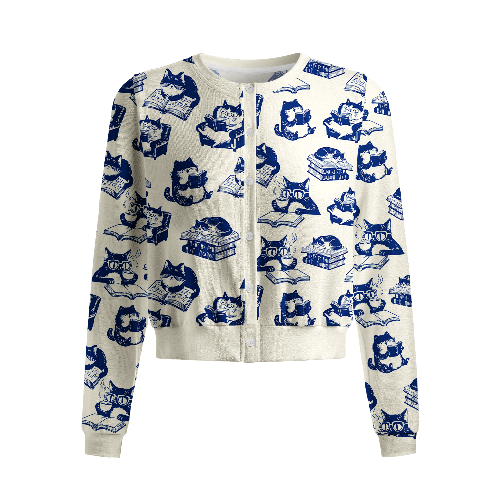 Pagewings Bookish Vibe Crew Neck Cardigan Sweaters