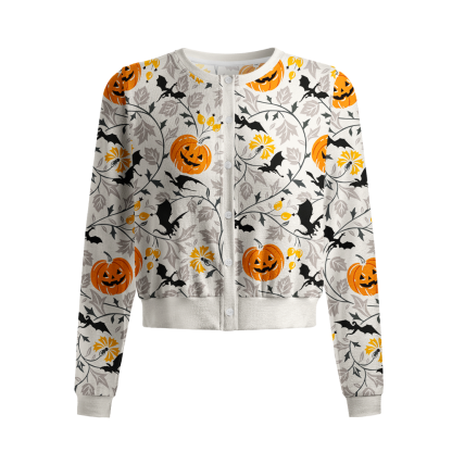 Pagewings Halloween Dragon Crew Neck Cardigan Sweaters