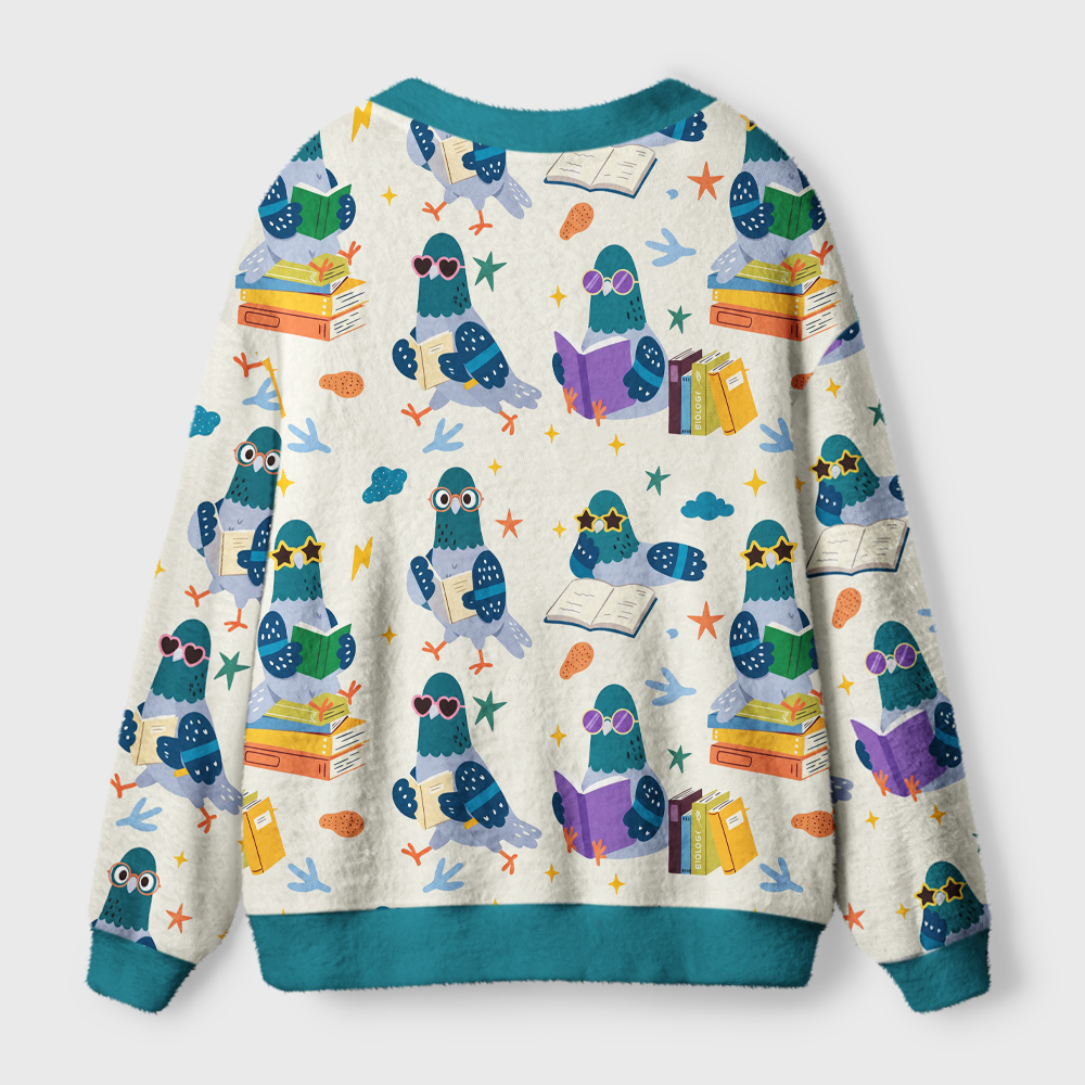 Pagewings Librarian Pigeon Light Knit Unisex Cardigan Sweaters