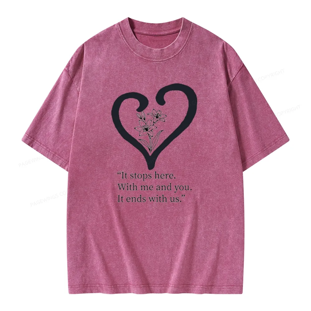 Pagewings It Ends with Us Unisex Washed T-shirt