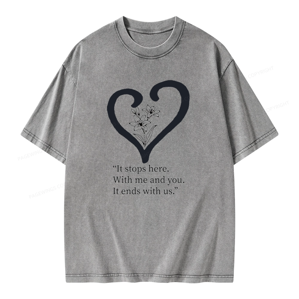 Pagewings It Ends with Us Unisex Washed T-shirt