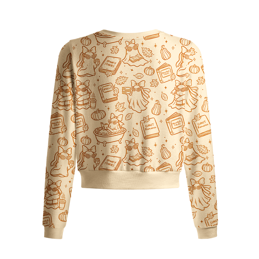 Pagewings Halloween Bookish Crew Neck Cardigan Sweaters