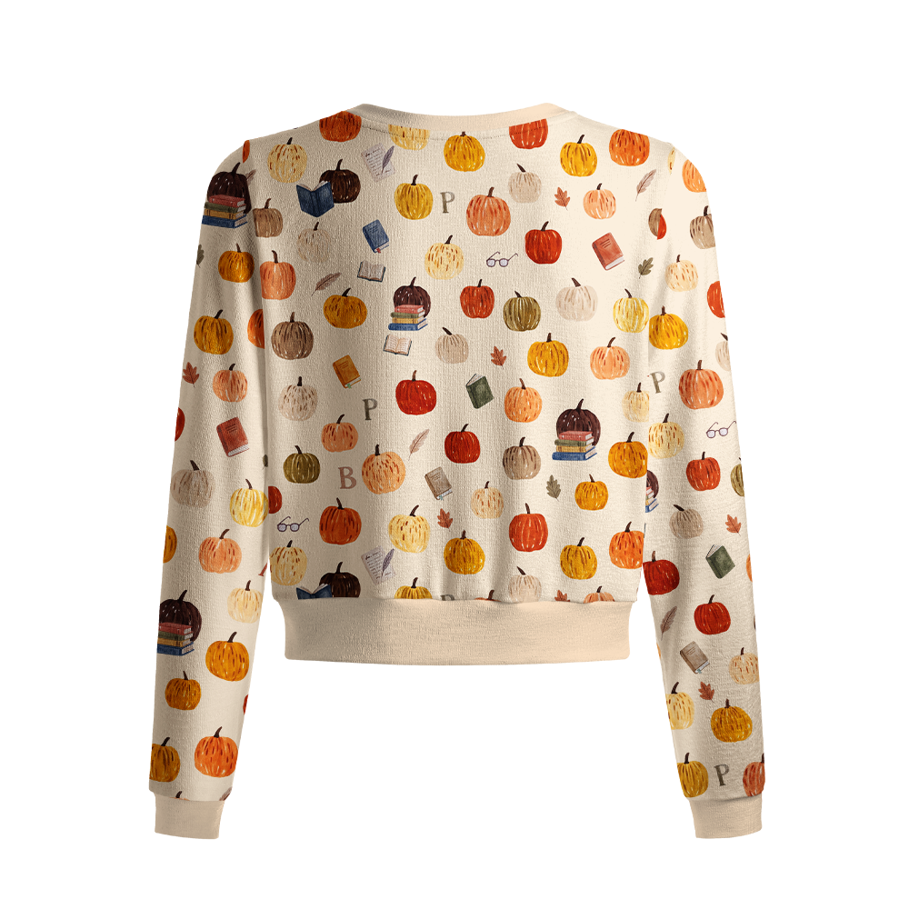 Pagewings Halloween Bookish Crew Neck Cardigan Sweaters