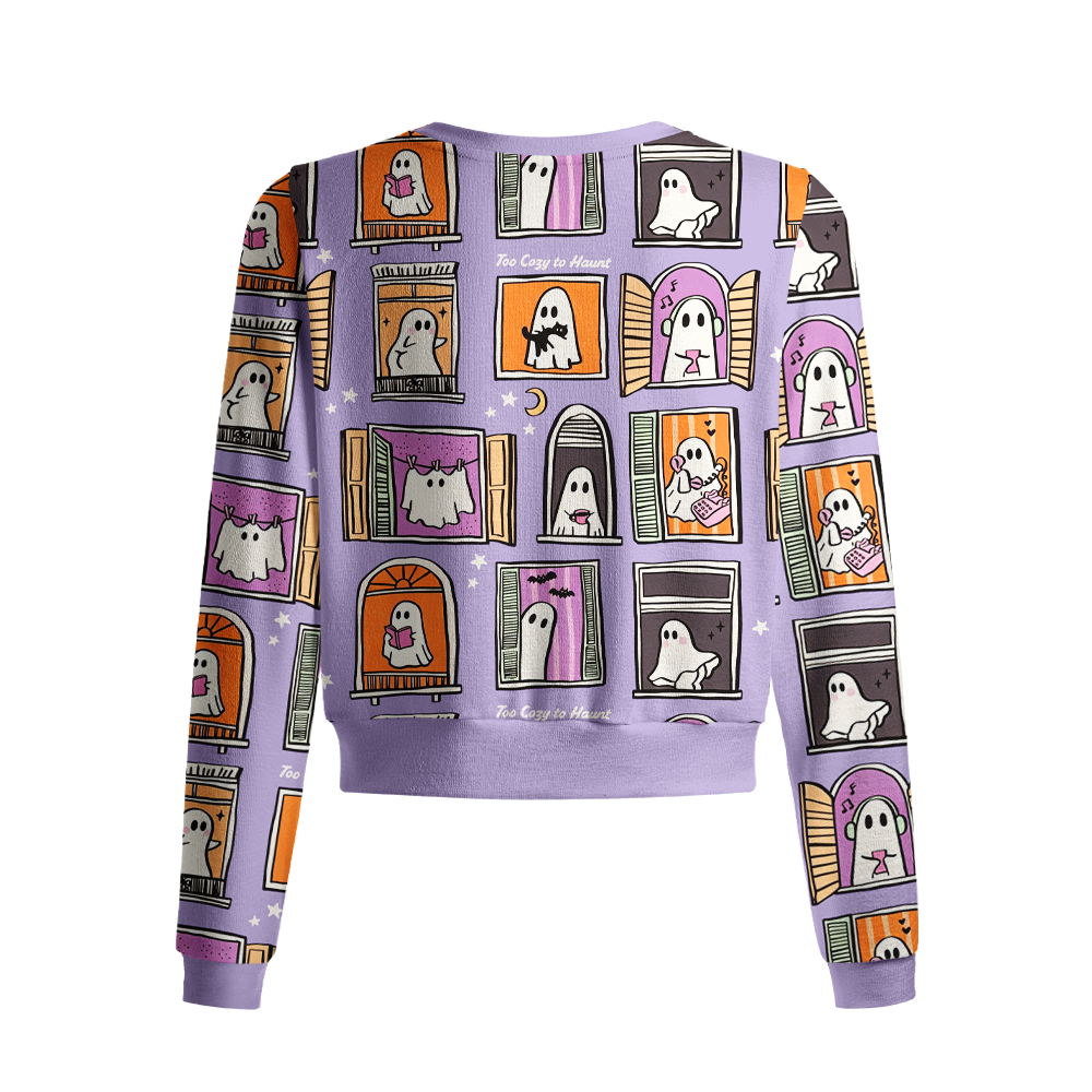Pagewings Ghosts Love Reading Crew Neck Cardigan Sweaters