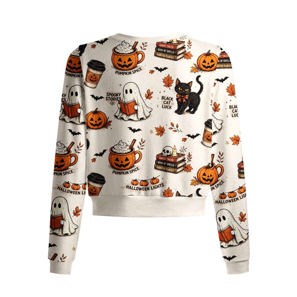 Pagewings Ghosts Love Reading Crew Neck Cardigan Sweaters