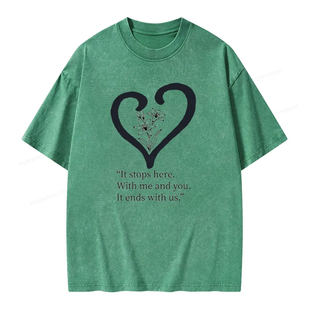 Pagewings It Ends with Us Unisex Washed T-shirt