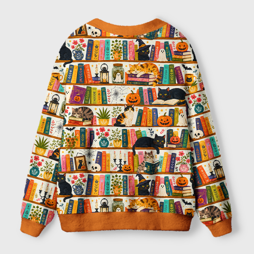 Pagewings Halloween Bookish Light Knit Unisex Cardigan Sweaters