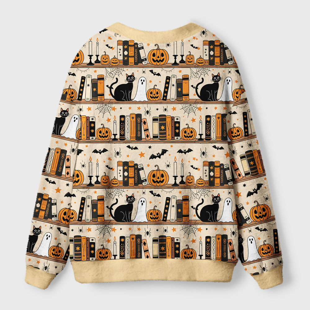 Pagewings Halloween Bookish Light Knit Unisex Cardigan Sweaters