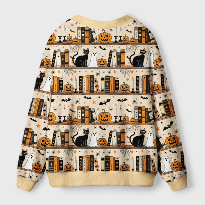 Pagewings Halloween Bookish Light Knit Unisex Cardigan Sweaters