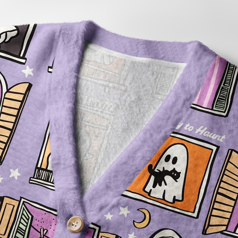 Pagewings Ghosts Love Reading Light Knit Unisex Cardigan Sweaters