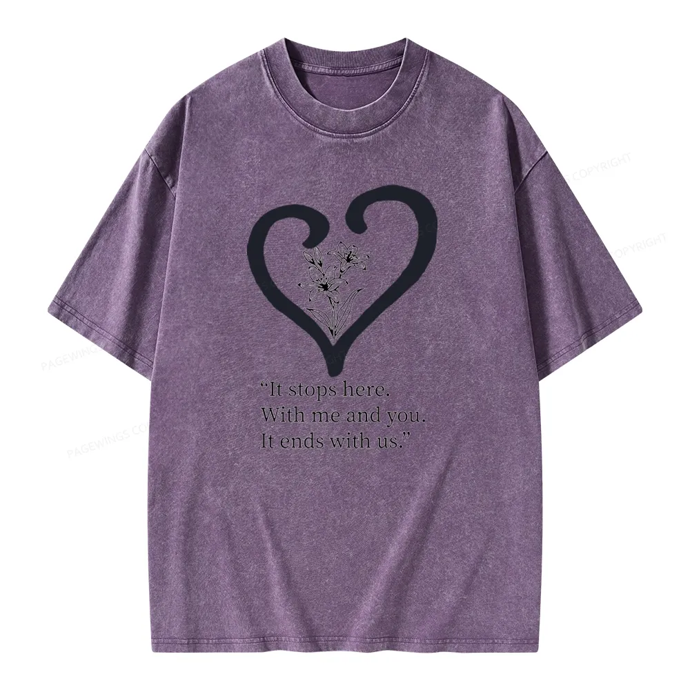 Pagewings It Ends with Us Unisex Washed T-shirt