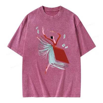 Pagewings Girl Dancing Pages Unisex Washed T-shirt