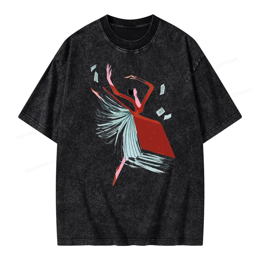 Pagewings Girl Dancing Pages Unisex Washed T-shirt