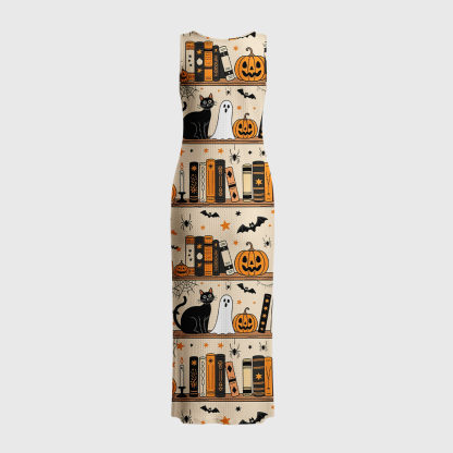 Pagewings Halloween Fall Bookworm Reading Crochet Maxi Dress