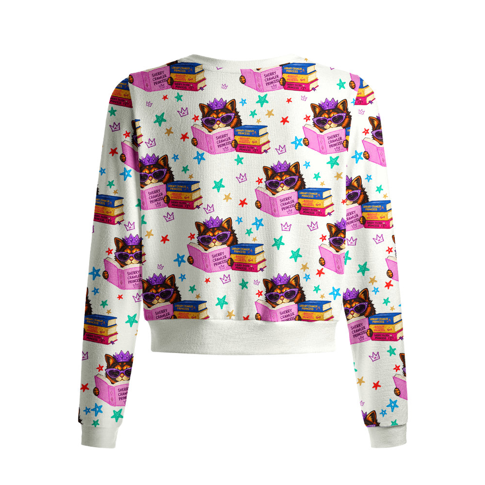 Pagewings Library Crawler Princess Crew Neck Cardigan Sweaters