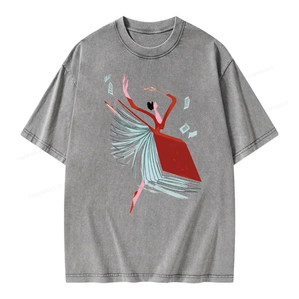 Pagewings Girl Dancing Pages Unisex Washed T-shirt