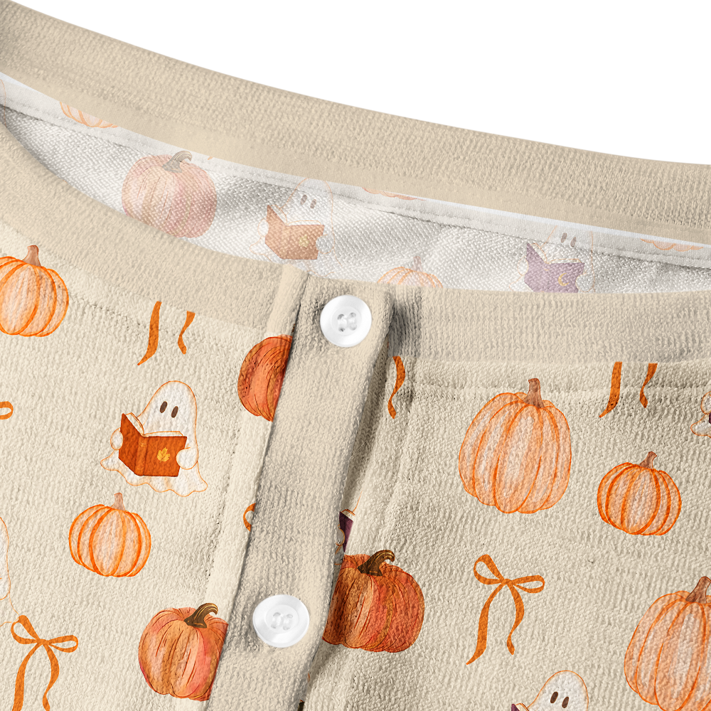 Pagewings Ghosts Love Reading Crew Neck Cardigan Sweaters