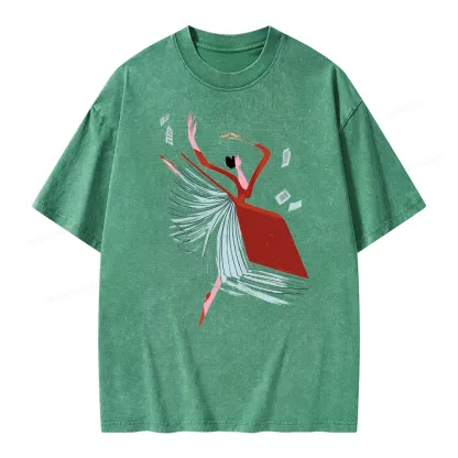 Pagewings Girl Dancing Pages Unisex Washed T-shirt