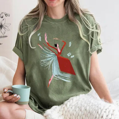 Pagewings Girl Dancing Pages Unisex Washed T-shirt