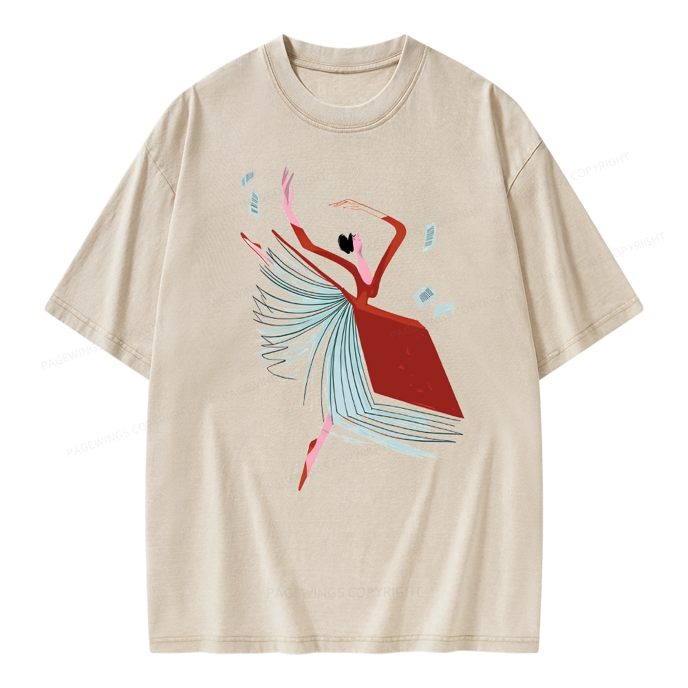 Pagewings Girl Dancing Pages Unisex Washed T-shirt
