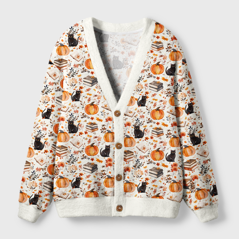Pagewings Halloween Bookish Light Knit Unisex Cardigan Sweaters