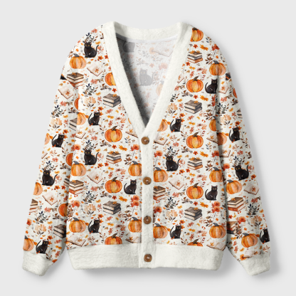 Pagewings Halloween Bookish Light Knit Unisex Cardigan Sweaters