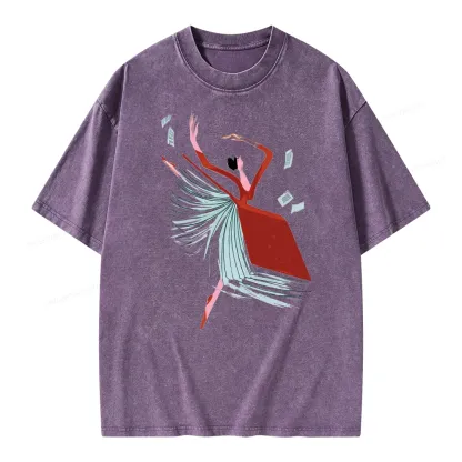 Pagewings Girl Dancing Pages Unisex Washed T-shirt