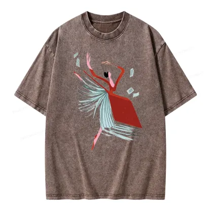 Pagewings Girl Dancing Pages Unisex Washed T-shirt
