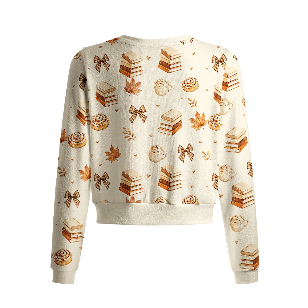 Pagewings Ghosts Love Reading Crew Neck Cardigan Sweaters