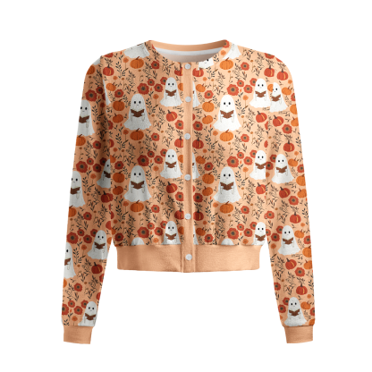 Pagewings Halloween Bookish Crew Neck Cardigan Sweaters