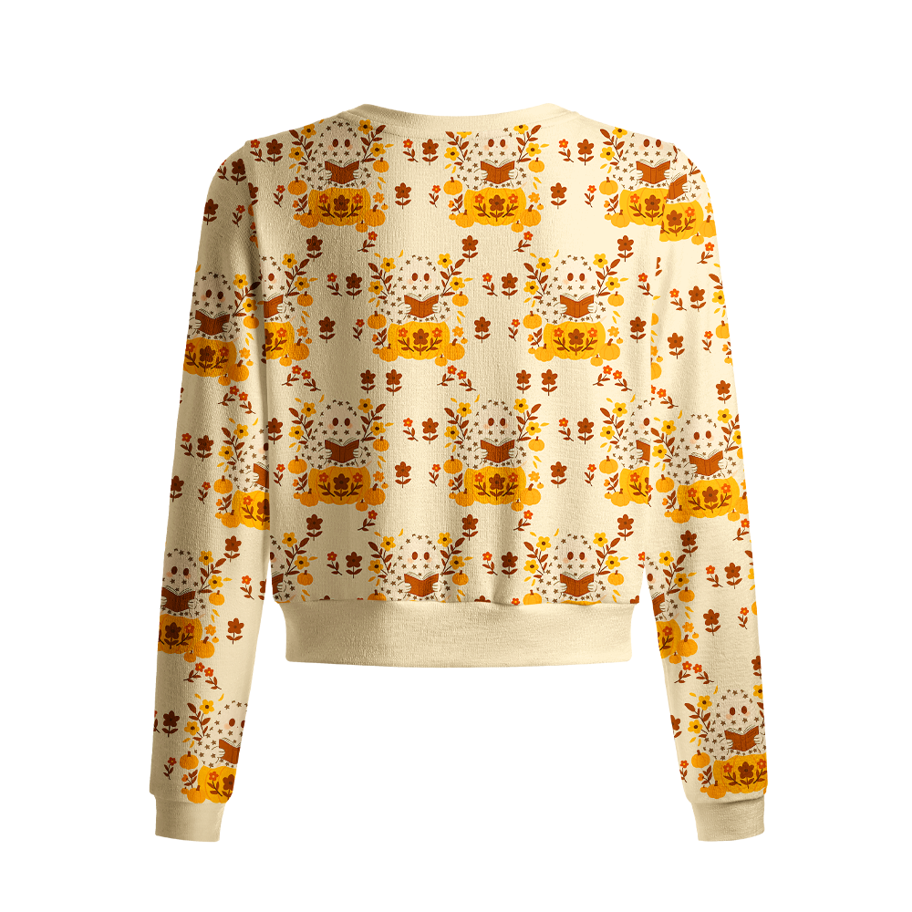 Pagewings Halloween Bookish Crew Neck Cardigan Sweaters