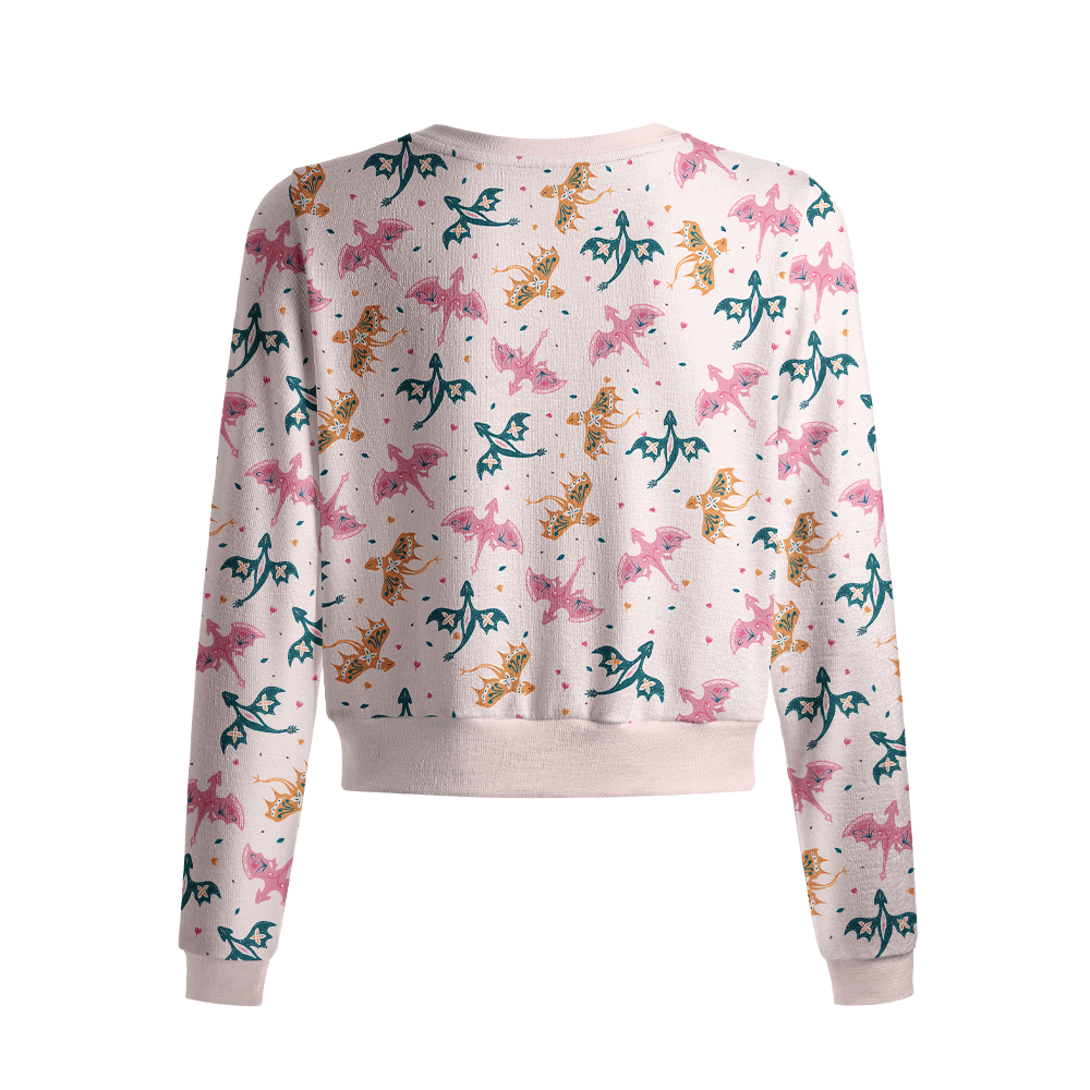 Pagewings Book Dragon Crew Neck Cardigan Sweaters