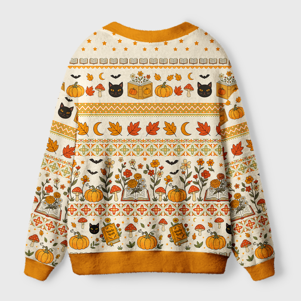 Pagewings Halloween Bookish Light Knit Unisex Cardigan Sweaters