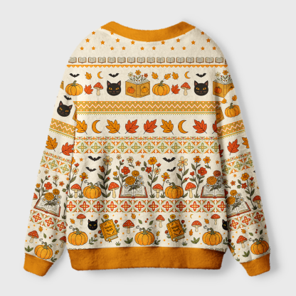 Pagewings Halloween Bookish Light Knit Unisex Cardigan Sweaters