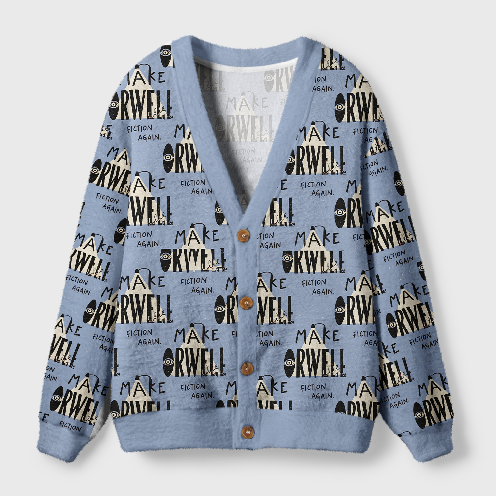 Pagewings Make Orwell Fiction Again Light Knit Unisex Cardigan Sweaters
