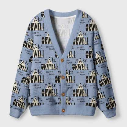 Pagewings Make Orwell Fiction Again Light Knit Unisex Cardigan Sweaters