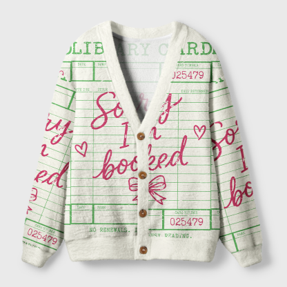 Pagewings Dlibrary Card Light Knit Unisex Cardigan Sweaters