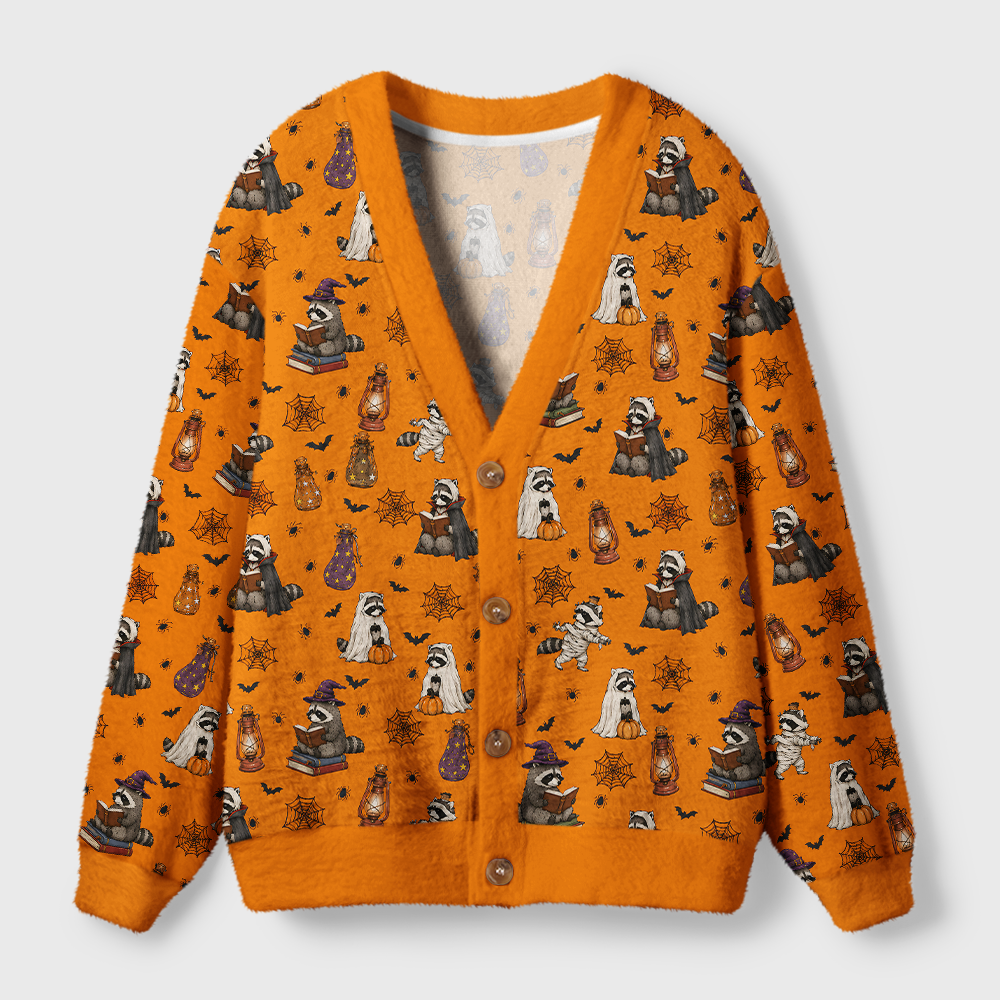 Pagewings Halloween Bookish Light Knit Unisex Cardigan Sweaters
