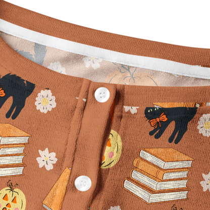 Pagewings Halloween Bookish Crew Neck Cardigan Sweaters