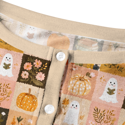 Pagewings Halloween Bookish Crew Neck Cardigan Sweaters